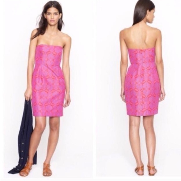 NWT Jcrew Red Ella Medallion Strapless Mini Dress - Picture 1 of 9